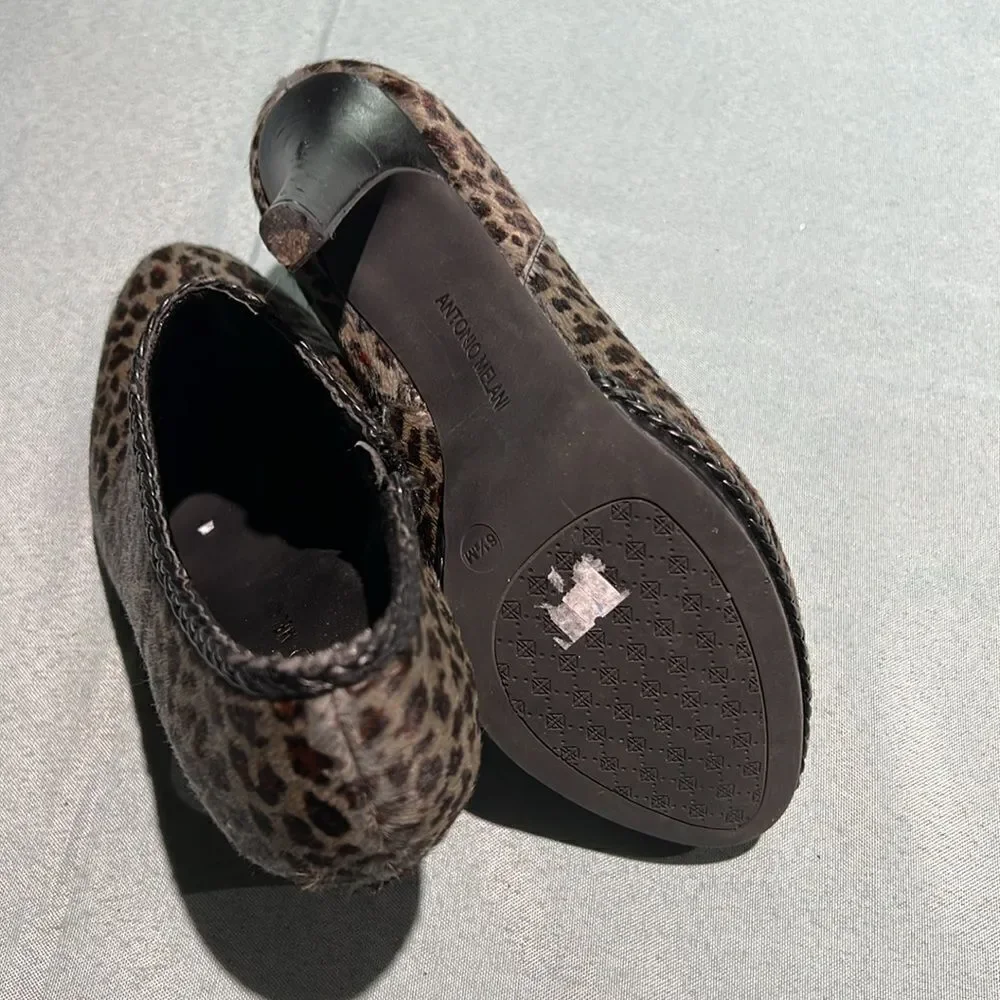 Antonio Melani Ankle Booties Leopard‎ Print Size 6.5.  B54